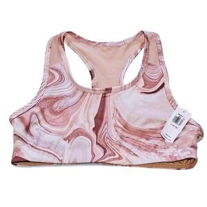Old Navy Kids Girls Active Sports Bra Marbled Pink Rose Print Size L 10-12 New